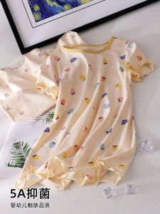 Girls Summer Sleepwear Pure Cotton Home Clothes Antibacterial Nightgown Childrens Clothing Soft Cotton Pyjamas for Little Girls