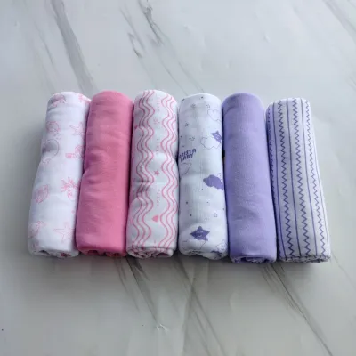 6pcs Bedong Bayi Newborn Motif Seri Mix