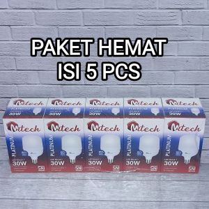 ( PAKET ISI 5 PCS ) MITECH PLATINUM T BULB BOHLAM LAMPU LED CAPSULE 30W 30 WATT CAHAYA PUTIH BERGARANSI