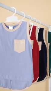 Setelan Piyama Kaos Anak Singlet Set Kutung Sleeveless Combine Two Color Maysara
