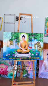 Tranh Phật treo tường tranh cây bồ đề Tranh treo tường Phật giáo A di đà thiền dưới gốc cây đa tráng gương PQC46