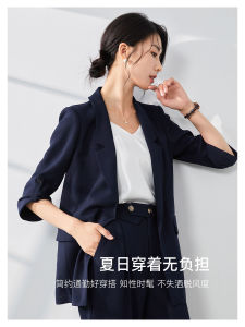 Mambel Premium Casual Professional Thin Short Sleeve Commute Suit Jacket Womens Summer Fashionable Business Top Coat