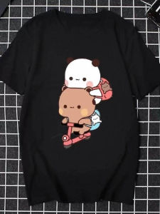 Áo Thun Tay Ngắn Mùa Hè Bubu Dudu Dành Cho Cặp Đôi Hoạt Hình Thường Ngày Cỡ Lớn Chất Liệu Polyester in Chuyển Nhiệt