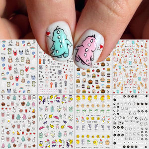 สติ๊กเกอร์ติดเล็บลายการ์ตูนสัตว์น่ารัก 8 ชิ้น ใช้งานง่ายสำหรับตกแต่งเล็บ ทำเองได้ ใช้เป็นของขวัญ แต่งหน้าสำหรับงานปาร์ตี้