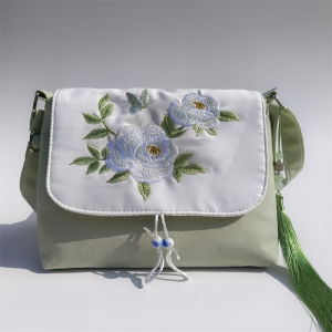 Túi Đeo Chéo Vải Canvas Thủ Công Phong Cách Cổ Điển Dành Cho Nữ Túi Đeo Vai Một Bên Túi Vuông Nhỏ Túi Xách Túi Đựng Đồ