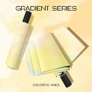 New Automatic Wet Painting Gradient Black Glue Sun Umbrella Womens High Sun Protection UV Protection Rain And Sun Dual Purpose Umbrella