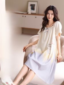 MiiOW | Pure Cotton Catwoman Sleepwear Short Sleeve Gradient Print Casual Home Clothes Youth Summer Comfortable Breathable Nightgown