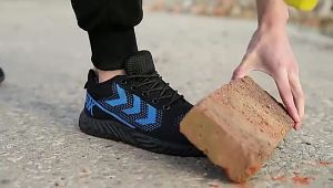 รองเท้าเซฟตี้ หัวเหล็ก ระบายอากาศ เบา ป้องกันการกระแทกและการเจาะ พื้นนุ่ม สำหรับงานก่อสร้าง