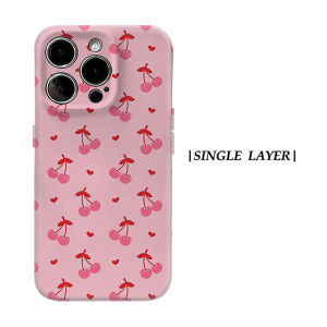 Potdemiel | Aurea Case Matte Bumper For Magsafe Case For iPhone 18 17 16 15 14 Plus 13 Pro Max Shockproof Hard PC Cute Pink Cherry Cover