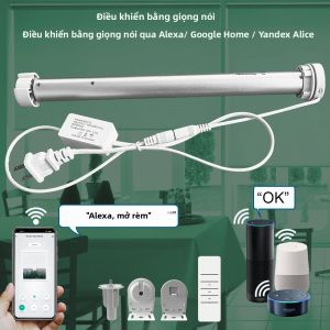 Tuya Wifi Con Lăn Rèm Cuốn Động Cơ 38mm Hệ Thống Điều Khiển Rèm Thông Minh Bằng Giọng Nói Tương Thích Với Ứng Dụng Alexa Google Home Alice