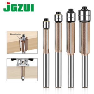 1PC 6mm 1/4in Shank Three-Blade Double Bearing Flush Trim Bit Router Bit Professional Woodworking Milling Cutter For Wood Bit