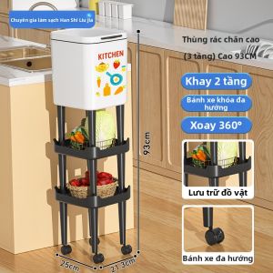 HANSHILIUJIA | Thùng Rác Bếp Dung Lượng Lớn Có Khung Đứng Di Chuyển Không Cần Cúi