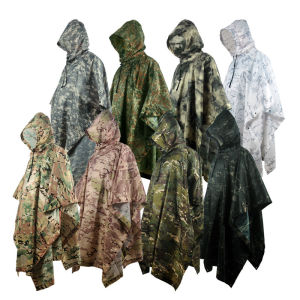 Camouflage Tactical Raincoat for Man Portable Folding Adult Camo Waterproof Covered Poncho Women Motorcycle Rain Coat