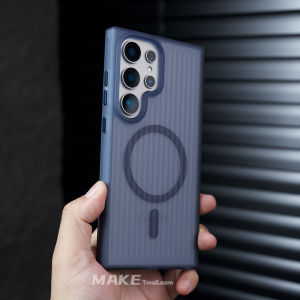 Creative Soft Edge Magnetic Absorption Frosted Stand Rotating Phone Case for Samsung S25Ultra S24+ S23 S22U Anti-Fall Transparent