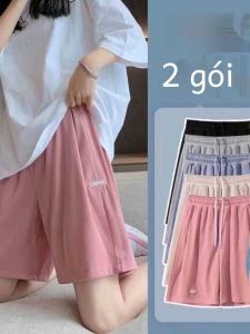 Quần Short Thể Thao Ice Silk Cạp Cao Mùa Hè Cho Nữ Dáng Rộng Thoải Mái Quần Dài Năm Điểm Quần Dài Thường Ngày