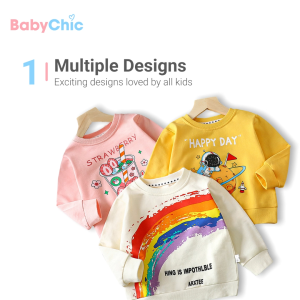 Kids Long Sleeve T Shirt Baju Lengan Panjang Budak Lelaki Perempuan Toddler Kanak Kanak 1 - 7 Years