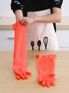 45cm Rubber Gloves Longest Waterproof Latex Gloves Sarung Tangan Panjang Kitchen Gloves