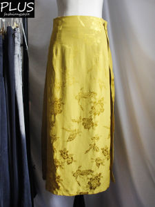 Black Silk Shantung Embroidered Dark Pattern New Chinese Style Shirt Yellow Half Skirt Set High Waist A-Line Midi Autumn Women