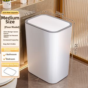 MEIZHUFU | Pedal Operated Narrow Opening Household Trash Can Large