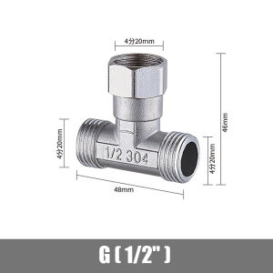 1 Bộ Chuyển Đổi Chữ T Bằng Thép Không Gỉ Cho Vòi Xịt Tắm G1/2 Inch T-Valve Diverter Thiết Bị Ba Lỗ