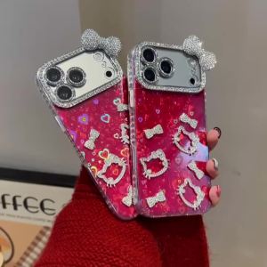 Sanrio | Luxury Glitter Diamond Hello Kitty Phone Case For iPhone 12 13 14 15 16 17 Pro Max Plus Bling Shockproof iPhone 11 Phone Cover