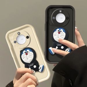 New Phone Case Honor X9C Smart X9 X8 X7 X6 X5b X5 Plus 4G 5G Ins Cute Cartoon Fashion Stereoscopic Doraemon Doll Silicone Soft Casing with Simple Lanyard 2025