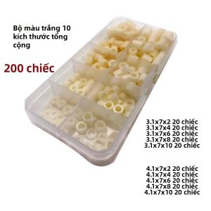 Bộ 200 Chiếc Vòng Đệm Nhựa ABS Nylon Đen/trắng M3 M4 10 Kích Cỡ Không Ren Rỗng Bộ Dụng Cụ Đa Năng Dùng Cho Chế Tác Gỗ