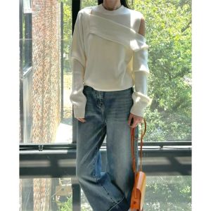 เสื้อถักแขนกุดสไตล์เกาหลีหลวมๆ สำหรับผู้หญิงในช่วงต้นฤดูใบไม้ร่วงและฤดูหนาว คอลเลกชั่นใหม่ปี 2025 เสื้อผ้าทำงานสไตล์ฝรั่งเศส