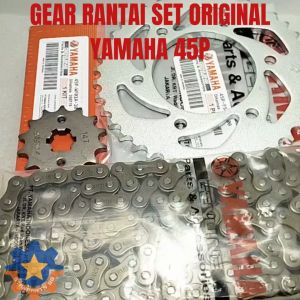 GEAR RANTAI SET YAMAHA 45P MOTOR BYSON KUALITAS ORISINIL ASLI YGP GIGI TARNG GER GIR