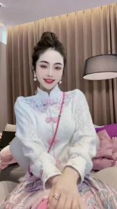 Autumn Winter New Style Chinese National Style Womens Knitted Mink Velvet Shirt Embroidered Base Layer Top Heavy Embroidery Small Shirt