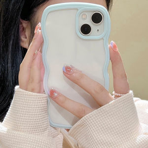 Solid Color Big Wavy Edge Casing For iPhone 11/XR 15 Pro Max 12 13 14 Pro Max iPhone 6 6s Plus 7 Plus 8 Plus SE 2020 XS Max 14 Plus  Premium Ice Cream Big Wave Soft TPU Protective Cover