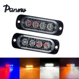 4PCS 12V 24V Led Strobe Warning Light Emergency Stroboscope Grille Flashing Light bar Truck Car Beacon Lamp Amber Traffic Light Amber