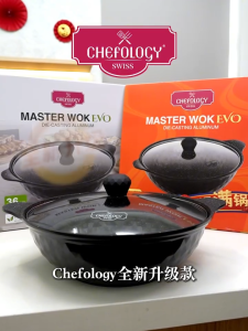 Chefology Non-Stick Master Wok 36cm Suitable For All Stove Scratch Resistance Periuk Kuali Goreng Anti Lekat