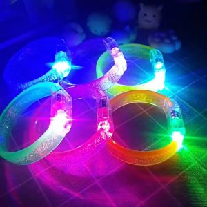 Party Supplies LED Glow Bracelet Concert Lights LED Bubble Ring Light Battery Operated Glowing Bracelet Fluorescent Glow In The Dark Halloween Decoration