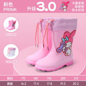 Childrens Fleece Lined Rain Boots Anti-Slip Nursery School Girls Boot Princess Style PVC up to Knee High Spring Season
