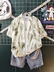 Hawaii Style Floral Ice Silk Shirt Thin Summer Beach Vacation Beachside Casual Loose Fit Short Sleeve Mens Fashion