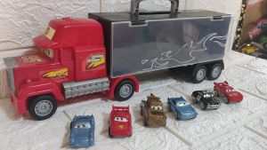 CWVS CARS MACK TRUCK TOY TRAILER WITH 6 CARS CHARACTER TOY FOR KIDS