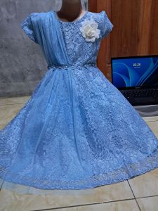 GAUN PESTA ANAK BROKAT MODEL SLENDANG/GAUN ULANG TAHUN/GAUN PENGANTIN