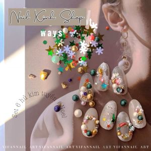 Set 6 hủ kim tuyến sequin chủ đề cho nail  Noel - giáng sinh lấp lánh