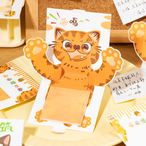 Adorable Cat Themed Sticky Notes Notebook Cute Pet Message Memo Pad Decorative Stationery Business Supplies Paper Products