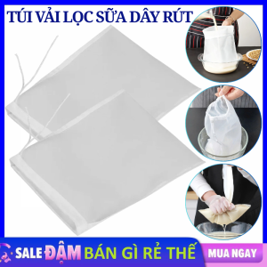Túi Vải Lưới Lọc Sữa Hạt  Nước Ép Có Dây Rút Tiện Lợi - Túi Lọc Sữa Lọc Rau Má SIêu Mịn Có Thể Tái Sử Dụng / Dụng Cụ Lưới Lọc