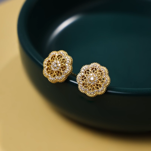 Chow Sang Sang 周生生 999.9 24K Pure Gold Cultural Blessings Diamond Mandala Earrings for Women 95992E
