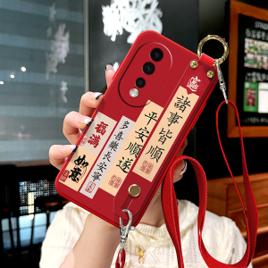 Applicable to Honor 90 Phone Case Honor New Arrival 90pro Classy 80pro Straight Screen Version 80gt National Style 80 Drop-Resistant 80se Soft Silicone Protective Case Wrist Strap Bracket Crossbody Strap Neck Rope