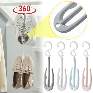 YESPERY 360 Degree Rotating Windproof Shoes Drying Hanger Double Hook Shoe Rack Balcony Multi-purpose Hanger Storage Hook