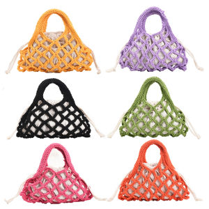 Casual Womens Cotton Thread Cross Body Bag Handcrafted Knitting Small Purse for Travel and Shopping