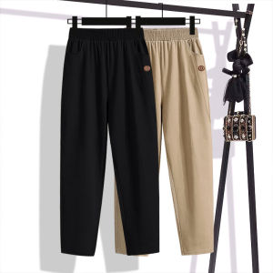 Comfortable Cotton Harem Pants Womens Loose Casual Trousers Artistic Spring Autumn Winter Fleece Lined High Waist Elastic Waistband