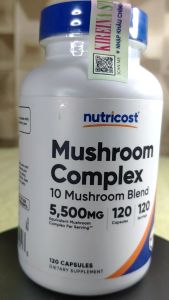 Viên uống 10 loại nấm quý Đông trùng hạ thảo Hầu thủ Chaga Linh chi... nâng cao hệ miễn dịch tăng cường sinh lý Nutricost Mushroom Complex 550 mg 120 viên