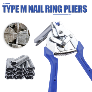 M-Type Animal Wire Cage Pliers Tool with 600pcs M Clips for Chicken Mesh Cage/Fence Fastening & Installation Repair Hand Tool