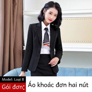 Bộ Đồ Vest Dài Tay Cho Nữ Bộ Đồ Công Sở Thường Ngày Màu Đen Ôm Vừa Vặn Dành Cho Sinh Viên Đại Học Phong Cách Công Sở Phong Cách Hàn Quốc Mùa Xuân Thu
