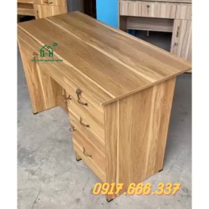 Bàn làm việc ván ép phủ melamine màu vàng 4 hộc kéo giá rẻ kích thước 1m và 1m2